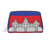 Trousse de maquillage pour femme - Brosse de toilette - Soins de la peau - Organisateur de voyage - Grand sac à main de maquillage - Accessoires Bagsmart Tote- Drapeau du Cambodge, blanc, One Size