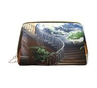 Trousse de maquillage pour femme - Brosse de toilette - Soins de la peau - Organisateur de voyage - Grand sac à main de maquillage - Accessoires Bagsmart Tote The Earth on the Stairs, blanc, One Size