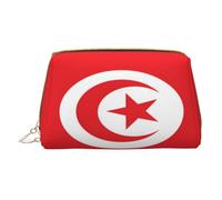 Trousse de maquillage pour femme - Brosse de toilette - Soins de la peau - Organisateur de voyage - Grand sac à main de maquillage - Accessoires - Sac fourre-tout - Drapeau tunisien, blanc, One Size