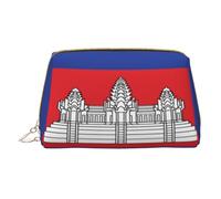 Trousse de maquillage pour femme - Brosse de toilette - Soins de la peau - Organisateur de voyage - Grand sac à main de maquillage - Accessoires Bagsmart Tote - Drapeau du Cambodge, blanc, One Size
