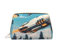 Trousse de maquillage pour femme - Brosse de toilette - Soins de la peau - Organisateur de voyage - Grand sac à main de maquillage - Accessoires Bagsmart Tote - Science fiction illustration, blanc