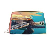 Trousse de maquillage pour femme - Brosse de toilette - Soins de la peau - Organiseur de voyage - Grand sac à main de maquillage - Accessoires - Sac fourre-tout comique tortue, blanc, One Size