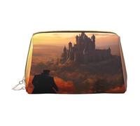 Trousse de maquillage pour femme - Brosse de toilette - Soins de la peau - Organiseur de voyage - Grand sac à main de maquillage - Accessoires - Sac fourre-tout debout près du château, blanc, One Size