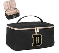 Trousse de maquillage pour femme et fille, trousse de maquillage matelassée Preppy | Trousse de maquillage portable en chenille avec fermeture éclair | Cadeau d'anniversaire personnalisé pour