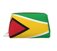 Trousse de maquillage pour femme - Grande capacité - Motif drapeau de la Guyane - En cuir synthétique - Fermeture éclair - Portable - Large ouverture