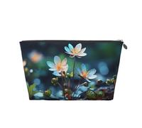 Trousse de maquillage pour femme - Il y a différentes petites fleurs - Trousse de maquillage portable de grande capacité - En cuir synthétique - Étanche - Jolie pochette de maquillage esthétique à