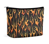 Trousse de maquillage pour femme, motif flammes brûlantes, trousse de maquillage en cuir synthétique pour sac à main, trousse de toilette, pochette de voyage, Motif flammes brûlantes, Taille unique