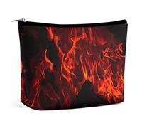 Trousse de maquillage pour femme, motif flammes rouges et noires, trousse de maquillage en cuir synthétique pour sac à main, trousse de toilette, organisateur de voyage, Motif flammes rouges et
