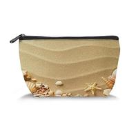 Trousse de maquillage pour femme, motif hibiscus hawaïen, fleurs et feuilles, grande capacité, accessoires de voyage, trousse de maquillage, bleu (trézoïde), Jaune_12, Taille unique, Trousse de beauté