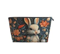 Trousse de maquillage pour femme - Motif lapin sur le mur - Grande capacité - Portable - Organiseur de maquillage en cuir synthétique - Imperméable - Jolie trousse de toilette esthétique avec
