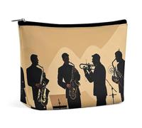 Trousse de Maquillage pour Femme, Motif Silhouette d'un Quatuor de Jazz, Pochette cosmétique Portable et étanche, idéale pour Les Voyages et Le Travail
