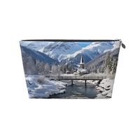 Trousse de maquillage pour femme - Paysage d'hiver dans les Alpes bavaroises - Grande capacité - Portable - Organiseur de maquillage - En cuir synthétique - Étanche - Jolie trousse de toilette -