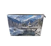 Trousse de maquillage pour femme - Paysage d'hiver dans les Alpes bavaroises - Grande capacité - Portable - Organiseur de maquillage - En cuir synthétique - Étanche - Jolie trousse de toilette -