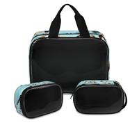 Trousse de maquillage pour homme et femme - Motif attrape-rêves - Motif floral ethnique - Translucide - Trousse de toilette de voyage - 3 pièces, couleur, XL, Trousse de maquillage