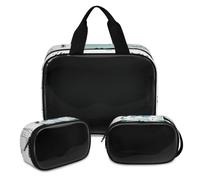 Trousse de maquillage pour homme et femme - Motif dinosaures - Translucide - Trousse de toilette de voyage - 3 pièces, couleur, XL, Trousse de maquillage