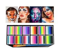 Trousse de Maquillage pour le Visage,Peinture Corporelle | Peinture à l'Eau Lavable Tenue Longue 12 Couleurs avec Pinceau Marqueurs Maquillage pour Festivals Sport Théâtre Filles Femmes