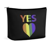 Trousse de maquillage pour le vote pour le mariage, l'égalité des sexes, la fierté gaie, trousse de maquillage portable, grande pochette zippée, sac de rangement en cuir PU, trousse de toilette, style