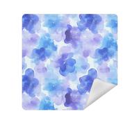 Trousse de maquillage pour objectif d'appareil photo en tissu magique auto-adhésif pour produits de toilette 35 x 35 cm, Aquarelle Fleur Bleue, 17.7x17.7in