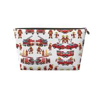 Trousse de maquillage pour petits garçons et filles avec imprimé pompiers, trousse de maquillage pour sac à main, organiseur de maquillage pour sac à main, pochette de beauté étanche pour femmes et