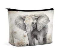 Trousse de maquillage pour rouge à lèvres, pochette à fermeture éclair, animaux mignons éléphants, organiseur portable, trousse de toilette accessoires, animaux mignons éléphant, 17 x 15 x 5,8 cm,