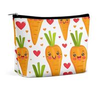 Trousse de maquillage pour rouge à lèvres, pochette à fermeture éclair, carotte dans un style de dessin animé, organiseur de trousse de toilette portable, accessoires, carotte dans le style dessin