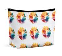 Trousse de maquillage pour rouge à lèvres, pochette à fermeture éclair, motif feuilles imprimées, organiseur portable, accessoires de toilette, feuilles en forme de cercle, 17 x 15 x 5,8 cm, tendance,