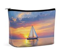 Trousse de maquillage pour rouge à lèvres, pochette à fermeture éclair, organiseur imprimé sur la mer calme, accessoires de toilette, sur la mer calme, 17 x 15 x 5,8 cm, tendance, On the Calm Sea, 6.8
