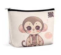 Trousse de maquillage pour rouge à lèvres, pochette à fermeture éclair, style animé, organiseur imprimé singe portable, accessoires de toilette, 17 x 15 x 5,8 cm, tendance, Singe de style anime, 6.8 X