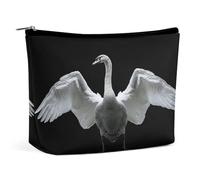 Trousse de maquillage pour rouge à lèvres, pochette zippée en forme d'oie avec ailes ouvertes, organiseur de trousse de toilette portable, accessoires, oie avec ailes ouvertes, 17 x 15 x 5,8 cm,