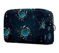 Trousse de maquillage pour sac à main, trousse de maquillage portable polyvalente avec fermeture éclair pour femme - Signe du zodiaque Cancer Scorpion bleu, multicolore, 18.5x7.5x13cm/7.3x3x5.1in, Art