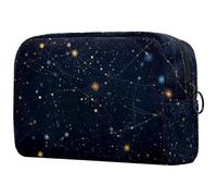 Trousse de maquillage pour sac à main, trousse de maquillage portable polyvalente avec fermeture éclair pour femme - Constellations Gémeaux, multicolore, 18.5x7.5x13cm/7.3x3x5.1in, Art Déco