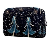 Trousse de maquillage pour sac à main, trousse de maquillage portable polyvalente avec fermeture éclair pour femme - Motif constellations Gémeaux, multicolore, 18.5x7.5x13cm/7.3x3x5.1in, Art Déco