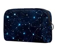 Trousse de maquillage pour sac à main, trousse de maquillage portable polyvalente avec fermeture éclair pour femme - Constellations Gémeaux peintes, multicolore, 18.5x7.5x13cm/7.3x3x5.1in, Art Déco