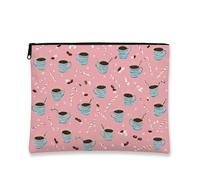 Trousse de maquillage pour tasse à café, motif chocolat chaud pêche, pochette de maquillage de voyage pour femme, grand organisateur portable à fermeture éclair, trousse de toilette pour les vacances