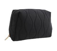 Trousse de maquillage pour voyage, trousse de maquillage en coton, grande capacité, pochette portable pour articles de toilette, sac à main pour femmes et filles, Noir , Mode