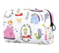 Trousse de maquillage Princesse et Prince pour femme, trousse de toilette de voyage, grande pochette de maquillage pratique avec fermeture éclair, multicolore, 18.5x7.5x13cm/7.3x3x5.1in, Trousse de