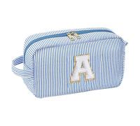 Trousse de maquillage rayée - Sac à main pour articles de toilette - Trousse de toilette avec fermeture éclair - Jolie valise de maquillage - Organisateur de rangement pour sacs à main et