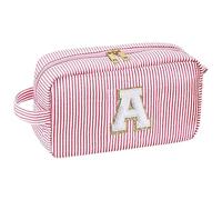 Trousse de maquillage rayée - Sac à main pour articles de toilette - Trousse de toilette avec fermeture éclair - Jolie valise de maquillage - Organisateur de rangement pour sacs à main et