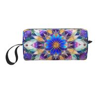 Trousse de maquillage rectangulaire avec poignée - Motif mandala - Léger - Portable - Pour voyage, gym et utilisation quotidienne - Cadeau pour femmes et filles, blanc, Taille unique, Trousse de