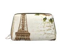 Trousse de maquillage rectangulaire imprimée mandala pour femme - Portable - En cuir - Fermeture éclair dorée, Motif Paris et Tour Eiffel, One Size, Trousse de maquillage