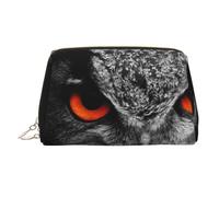 Trousse de maquillage rectangulaire imprimée mandala pour femme - Portable - En cuir - Fermeture éclair dorée, Yeux de hiboux, One Size, Trousse de maquillage