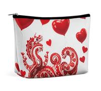Trousse de Maquillage Red Love Little Dragon pour Femme, Trousse de Maquillage Portable et étanche, esthétique, idéale pour Les Voyages et Le Travail