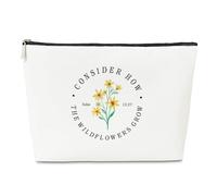Trousse de maquillage religieuse avec verset de la Bible floral pour fille, cadeau d'affirmations pour Noël, remise de diplôme, cadeau chrétien inspirant, considérez comment les fleurs sauvages