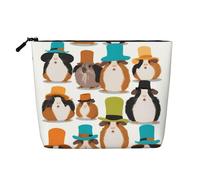 Trousse de maquillage résistante à l'eau en faux chanvre avec illustration de cochon d'Inde, grande pochette de voyage à fermeture éclair