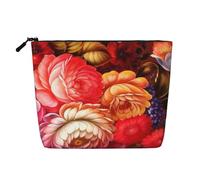 Trousse de maquillage résistante à l'eau pour femme, trousse de maquillage avec fermeture éclair, pochette légère pour articles de toilette, fournitures artistiques, belle fleur rouge