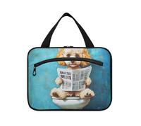 Trousse de maquillage rétro à suspendre avec crochet Motif caniche mignon Pour lire des journaux et articles de toilette pour les voyages Essentiels de voyage Sac à dos Bolso Viajero para Mujer L