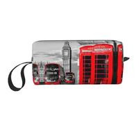 Trousse de maquillage rétro avec imprimé téléphone de Londres, trousse de maquillage, sac de voyage, cadeau essentiel pour homme et femme, blanc, Taille unique