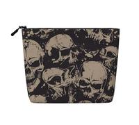 Trousse de maquillage rétro avec motif tête de mort pour femme - Trousse de maquillage à fermeture éclair - Organiseur de poche, Noir , Taille unique, Trousse de maquillage
