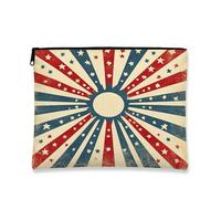 Trousse de maquillage rétro, étoiles et rayures patriotiques vintage pochette portable à fermeture éclair pour voyage, petit organisateur de maquillage en toile, cadeau de festival, jour de