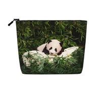 Trousse de maquillage réutilisable avec empreintes de pattes de chien - Organiseur de toilette de voyage, pochette multi-usage pour le rangement quotidien des femmes, Joli petit panda, Taille unique